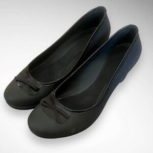 CROCS Women's Black Lydia Wedge‎ Heel Shoes Size 10 | EUC